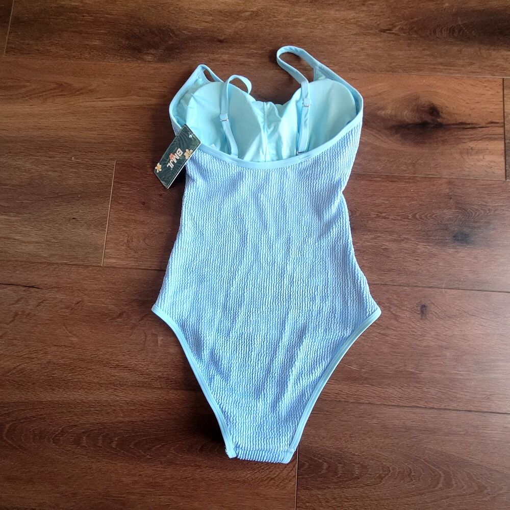 Womens S Swimsuit Scoop Neck One Piece Slimming Bathing Suit High Cut Blue BMJL - Picture 4 of 12